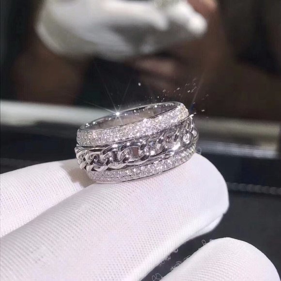 💍925 Silver Plated Three Promise Anillos Fashio Luxury Eternity Ring,UNVN12296 - Picture 5 of 6